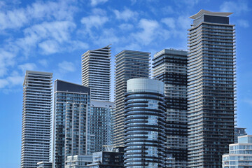 Neighborhood of modern high rise apartment buildings