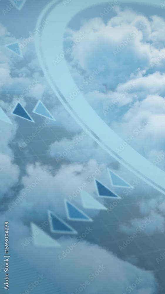 Poster animation of scope scanning and data processing over clouds