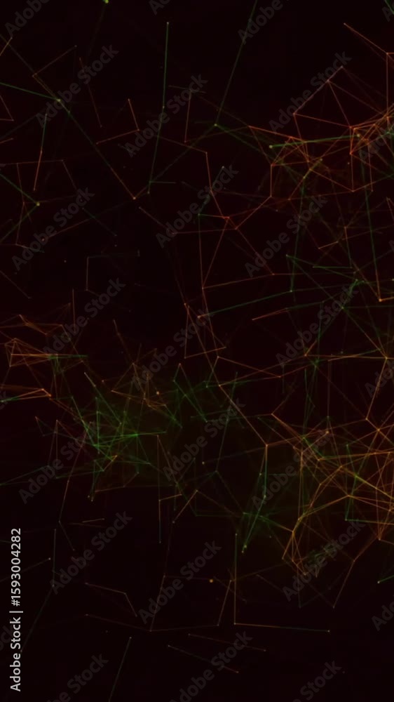 Poster animation of network of connections with icons over black background