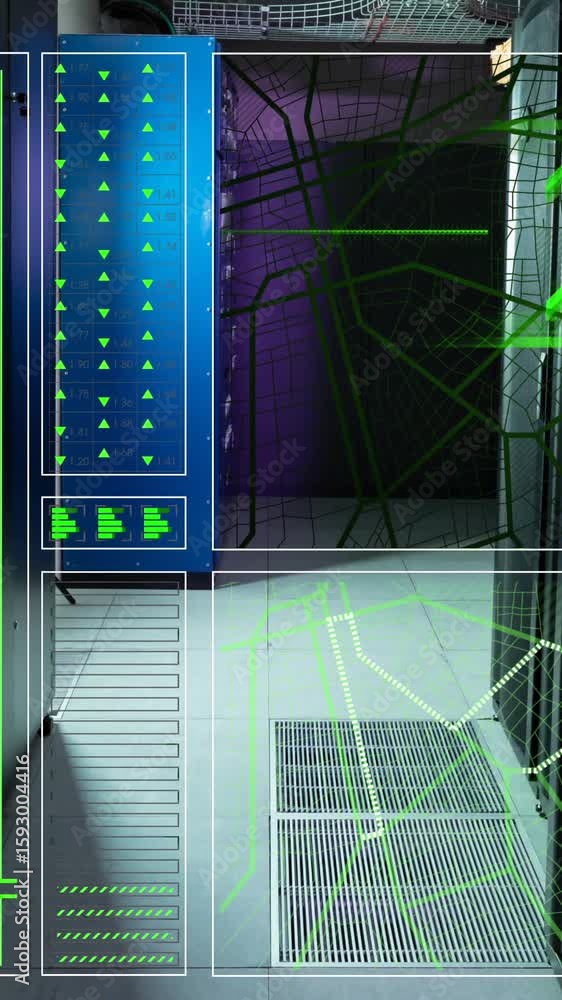 Poster animation of data processing over computer servers