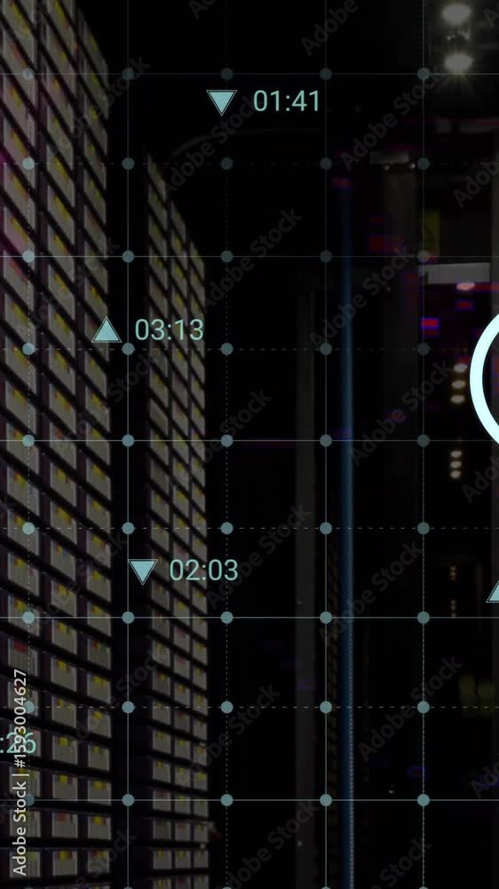Poster animation of digital data processing over computer servers
