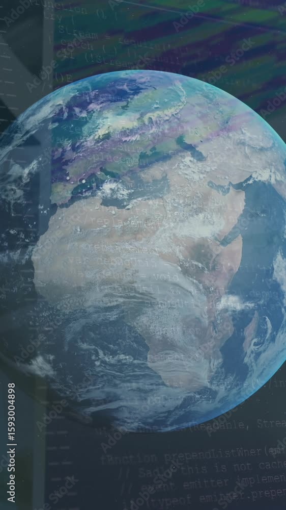 Poster animation of diverse data on screens and globe