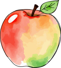 Watercolor vector illustration of an apple.