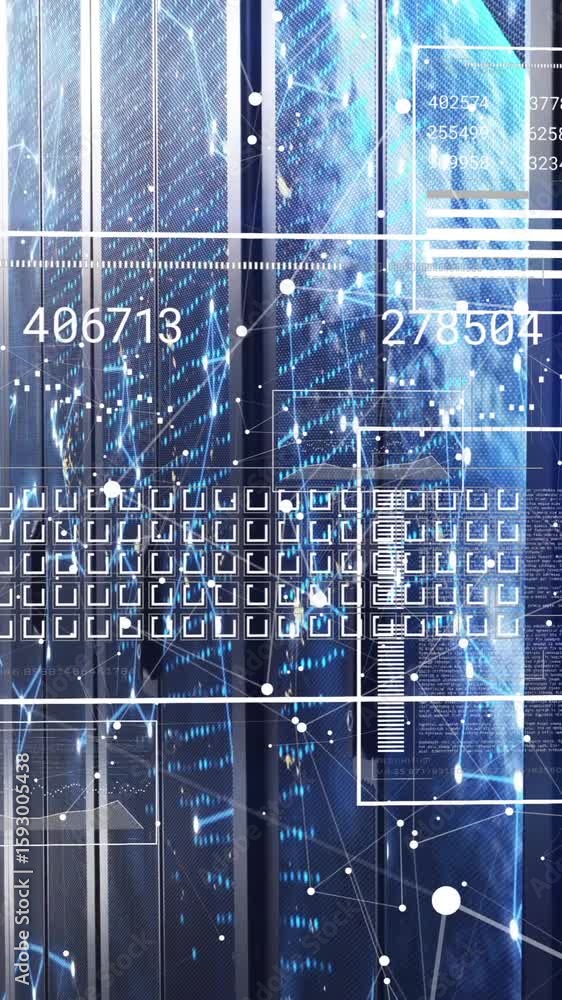 Poster animation of digital data processing over computer servers