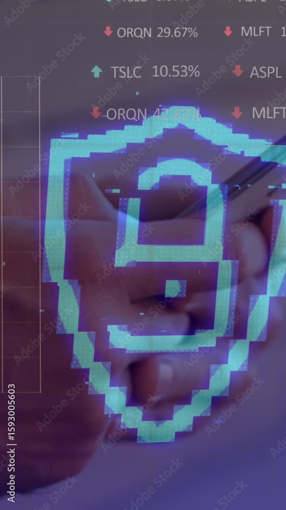 Poster animation of data processing over schoolboy