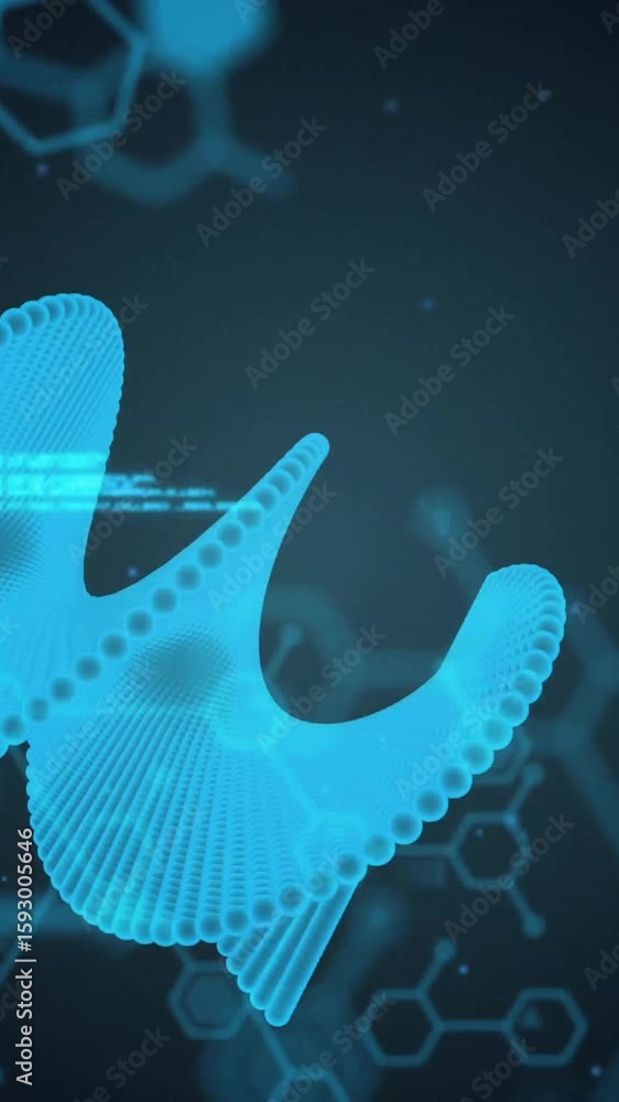 Poster animation of data processing and shapes over chemical formula