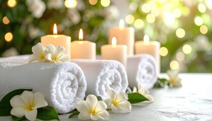 Spa scene with candles and towels (2)