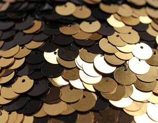 Close-up of gold and black sequins