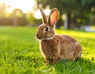 Fototapeta premium Rabbit in a grassy field