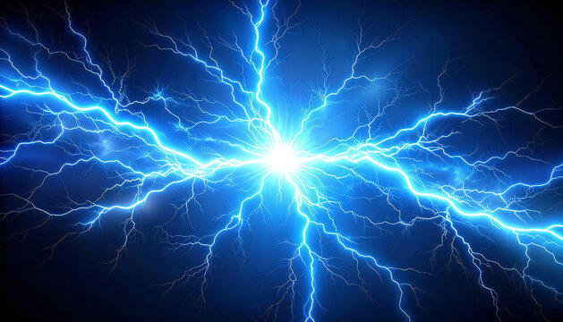 青色の稲妻の火花テクスチャ。青色の電光石火。光の効果のアニメ漫画スタイルの背景。Blue lightning sparks texture. Blue lightning. Light effect anime manga style background.