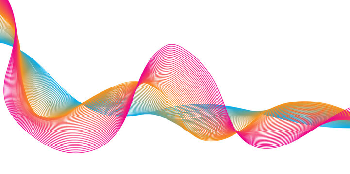 Abstract colorful wave design with a vibrant rainbow of swirling light and flowing curves for a modern digital art backdrop