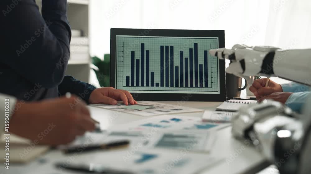 Poster business consultants integrating ai-driven analytics into decision-making to refine corporate strate