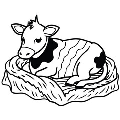 Cow cartoon line art coloring page