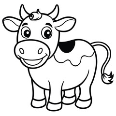 Cow cartoon line art coloring page