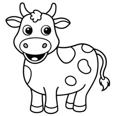 Cow cartoon line art coloring page