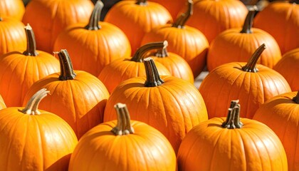 Pumpkins in a fall harvest display
