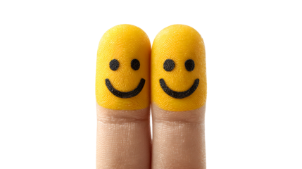 Two Fingers with Smiley Faces on Transparent Background for Positive and Fun Designs