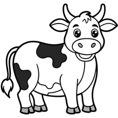 Cow cartoon line art coloring page