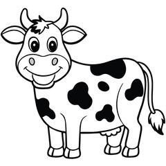 Cow cartoon line art coloring page