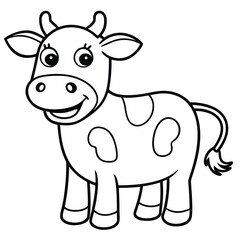 Cow cartoon line art coloring page