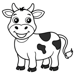 Cow cartoon line art coloring page