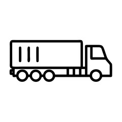 Truck with container, minimalistic outline, black and white colors, freight transport concept