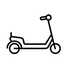 Electric scooter side view, minimalistic outline, black and white colors, urban transport concept