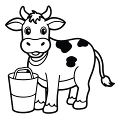 Cow cartoon line art coloring page