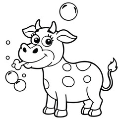 Cow cartoon line art coloring page