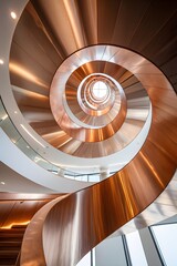 Modern spiral staircase architecture design interior building construction copper art