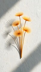 Abstract floral art print golden dandelion flowers wall decor minimalist design