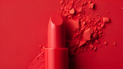 Red lipstick makeup product photography beauty cosmetic still life close up bright color