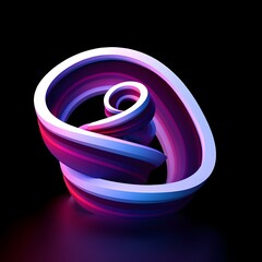 Abstract spiral shape design rendered in d with neon lighting and dark background