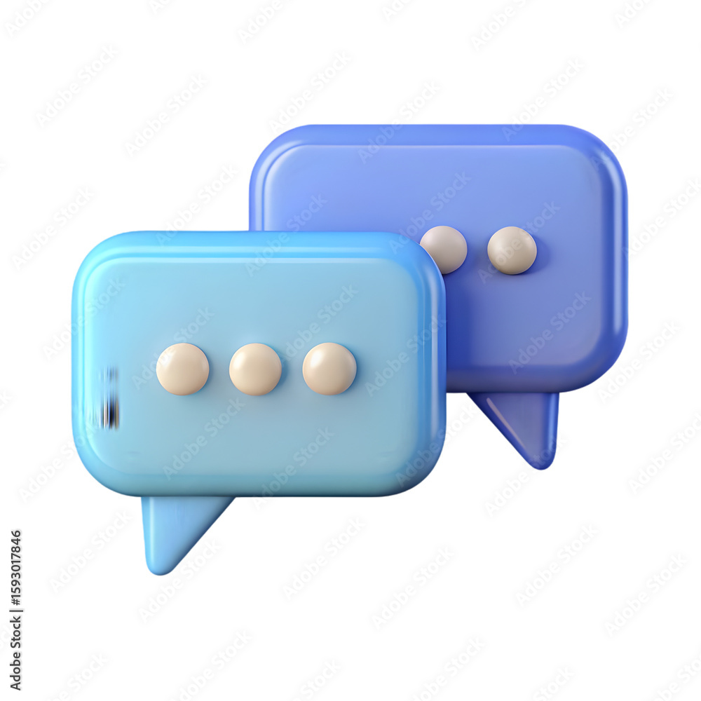 Poster speech bubble chat front view 3d rendering illustration on transparent background for messaging