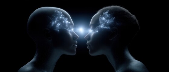 Futuristic human ai neural connection concept in digital realm