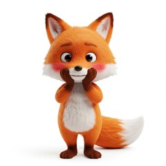 Obraz premium Adorable Cartoon Fox with Blush and Fluffy Fur