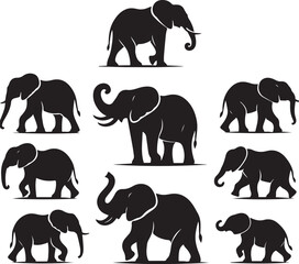 elephants silhouettes collection