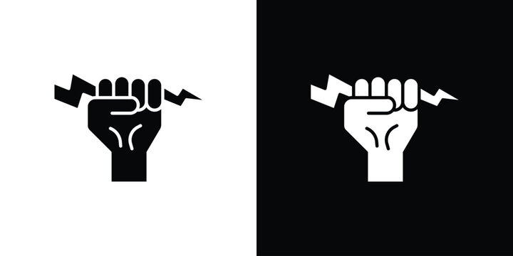 Hand with Power icon collection. Vector icon design template