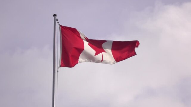 Canadian flag on white cloud background 4k