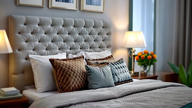 Stylish luxury room interior with Capitone sofa , cozy and luxurious home interior