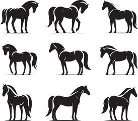 horse silhouettes collection vector illustration design