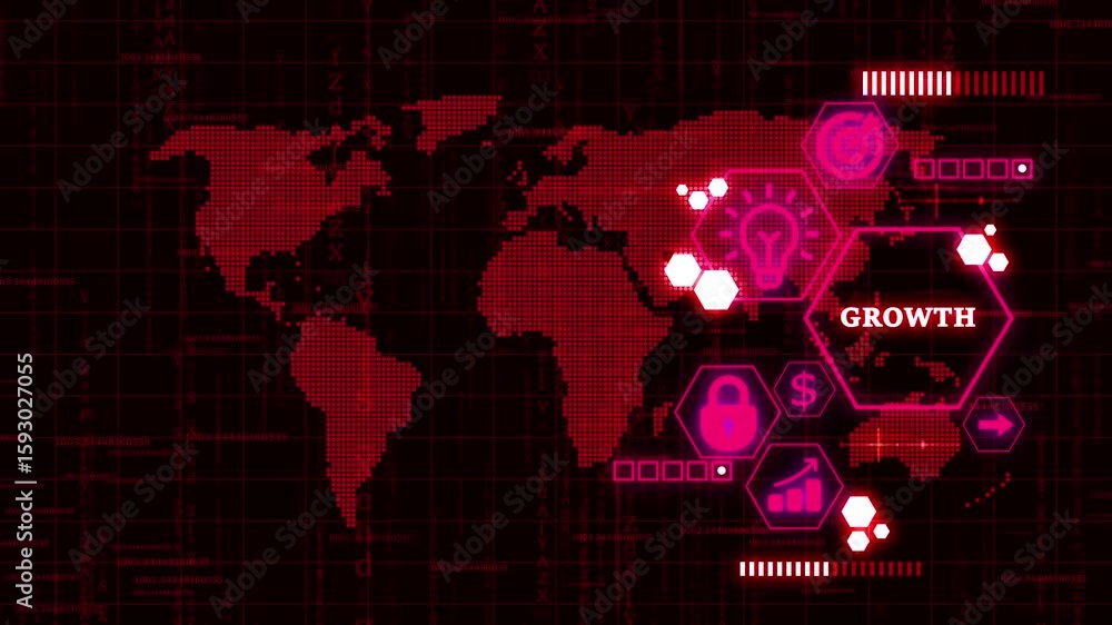 Aufkleber business growth concept. development to success and motivation. map background. technology backgroun