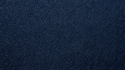 Close up of dark blue denim fabric showing diagonal weave pattern texture for backgrounds and designs