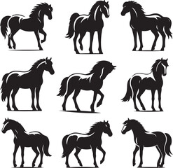 horse silhouettes collection vector illustration design