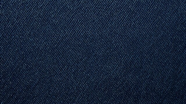 Close up of dark blue denim fabric showing diagonal weave pattern texture for backgrounds and designs