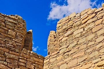 Remains of a window in part of the pueblo at Aztec Ruins National Monument, Aztec, New Mexico. This window is one of several at the site that tell when the summoer solstice starts.