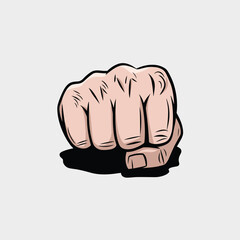 Cartoon Fist Punching Forward Isolated on White Background