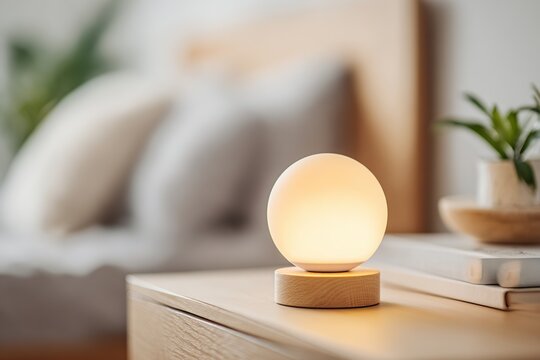 Pill dispenser lights up reminders for timely medication management in a cozy bedroom setting