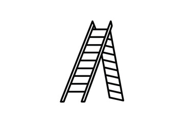 Simple Black Line Drawing of a Folding Ladder