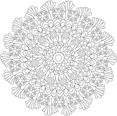 Geometric Floral Flower Botanical Detailed Mandala Adult Coloring Page Intricate Circular Pattern Zentangle